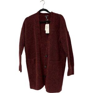 Eileen Fisher Womens Cardigan Sweater XS Red Cedar Button Front Wool Mohair NWT
